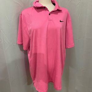 Nike  DOUBLE FEATURE Front & Back Emblem Pink/Black Sport Polo Shirt Dri Fit